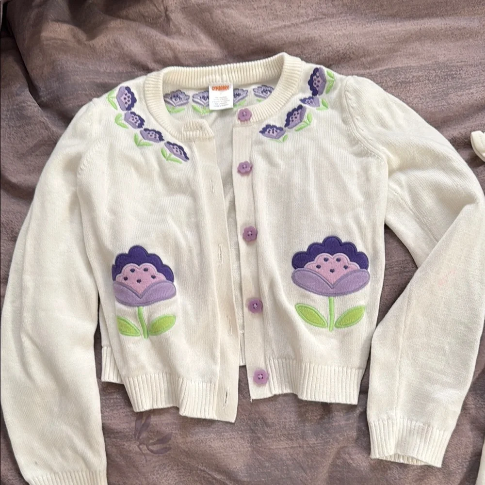 Gymboree White and Purple Kids Cardigan and Shirt Set Size 7 Excellent condition - Picture 2 of 7